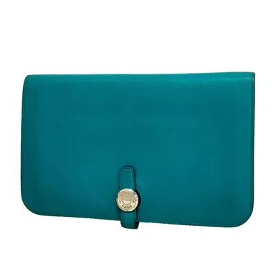 Pre-owned Hermes Green Swift Leather Long Wallet (bi-fold) ()