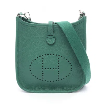Pre-owned Hermes Green Taurillon Clemence Leather Shoulder Bag ()
