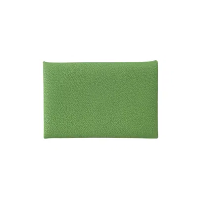 Pre-owned Hermes Green Vert Chevre Leather Coin Purse/coin Case ()