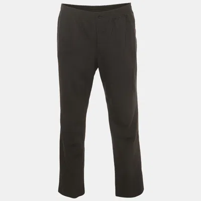 Pre-owned Hermes Green Wool Blend Regular Fit Trousers L