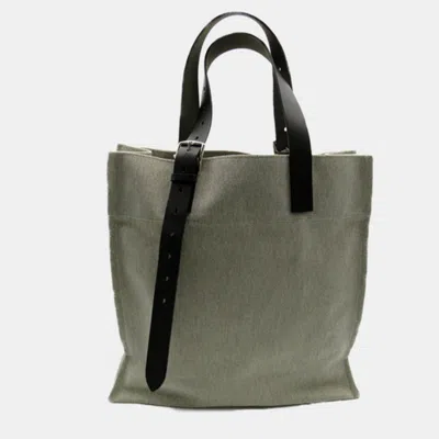 Pre-owned Hermes Grey Canvas Toile Etriviere Shopping Bag