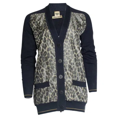 Pre-owned Hermes , Grey Cardigan With Leopard Print In Gray