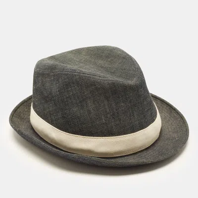 Pre-owned Hermes Grey Denim Trilby Hat Size 60 Cm
