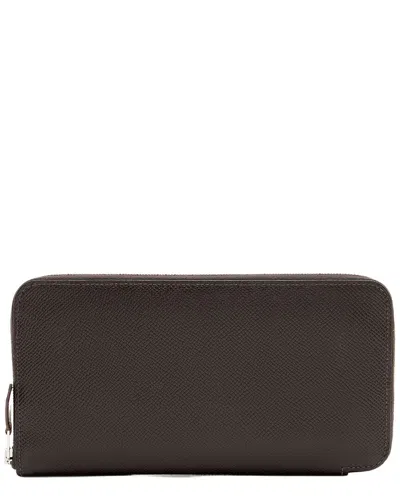 Pre-owned Hermes Hermès Grey Epsom Leather Azap Zip Around Wallet (authentic Pre-loved)