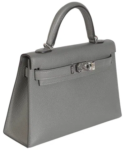 Pre-owned Hermes Hermès Grey Epsom Leather Sellier Mini Kelly Ii 20 Phw (authentic Pre-loved)