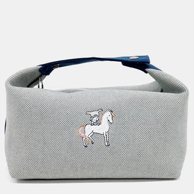 Pre-owned Hermes Grey Fabric Cabriolet Bride A Brac Case In Gray