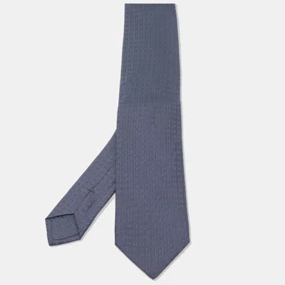 Pre-owned Hermes Hermès Grey Faconnee H Patterned Jacquard Silk Tie In Gray