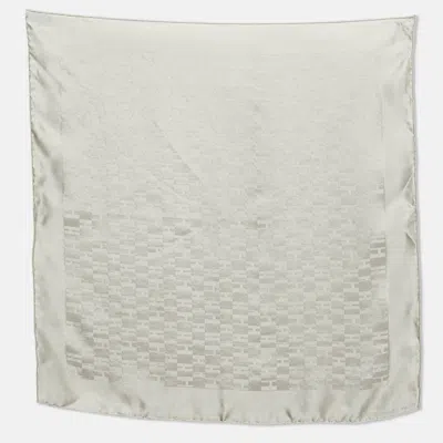 Pre-owned Hermes Hermès Grey H Pattern Silk Scarf In Gray