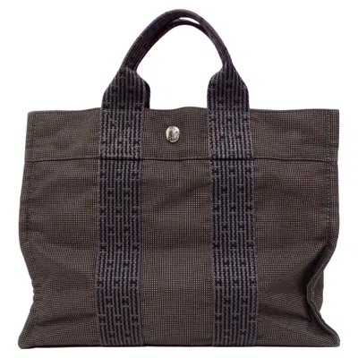 Pre-owned Hermes Grey Herline Cloth Mini Tote Bag Circa 1990-2000 In Gray