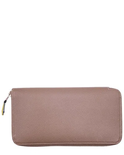 Pre-owned Hermes Hermès Grey Leather Azap Wallet (authentic Pre-loved)