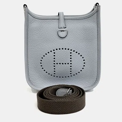 Pre-owned Hermes Grey Leather Evelyn 16 In Gray
