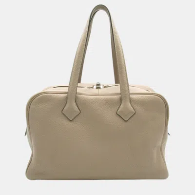 Pre-owned Hermes Grey Leather Victoria Handbag