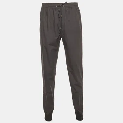 Pre-owned Hermes Grey Poplin Drawstring Trouser Xl In Gray