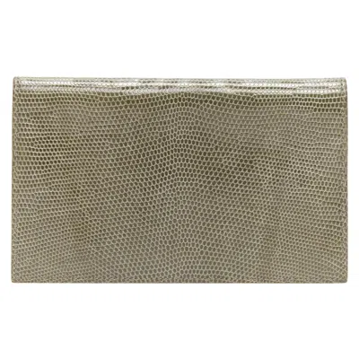 Pre-owned Hermes Grey Scaled Leather Silver Hardware Bifold Long Wallet In Gray