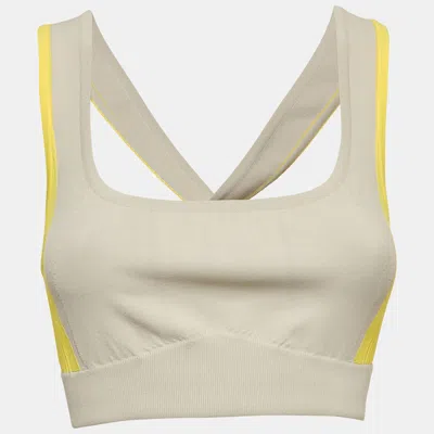 Pre-owned Hermes Hermès Grey Stretch Knit Yoga Crop Top S In Gray