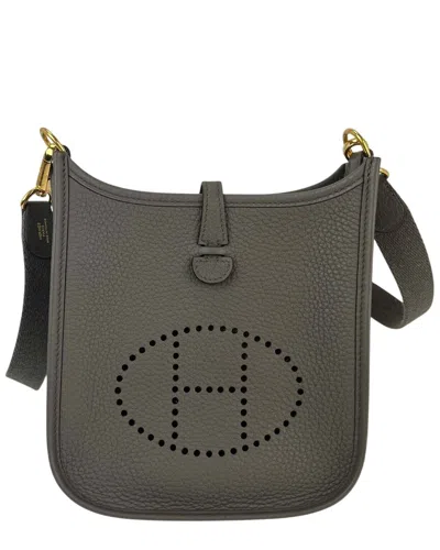 Pre-owned Hermes Hermès Grey Taurillon Clemence Evelyne Tpm Etoupe Crossbody (authentic Pre-  Loved)