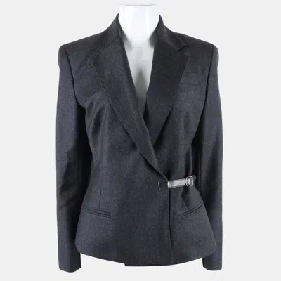 Pre-owned Hermes Hermès Grey Wool Jacket Fr 38 In Gray