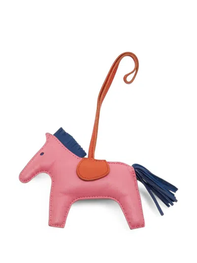 Pre-owned Hermes Grigri Rodeo Leather Bag Charm In Pink