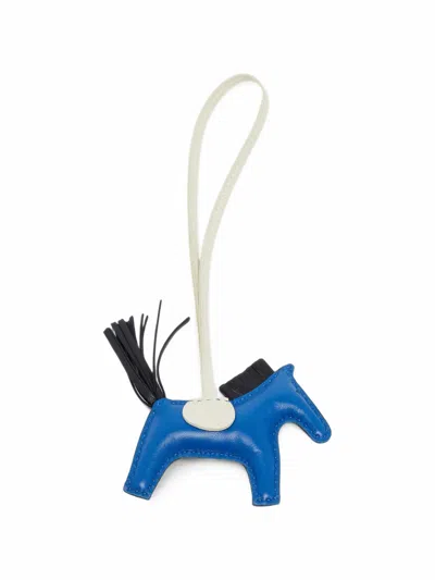 Pre-owned Hermes Grigri Rodeo Pm Bag Charm In Blue