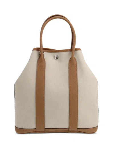 Pre-owned Hermes Gris-béton Canvas Tote Bag In Neutrals
