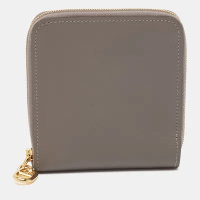 Pre-owned Hermes Hermès Gris Meyer Evercolor Leather Zipengo Ii Chaine D'ancre Wallet