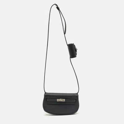 Pre-owned Hermes Gris Misty Swift Leather Palladium Finish Kelly Moove Bag In Gray