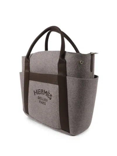 Pre-owned Hermes Grooming 2-way Tote Bag In Grey