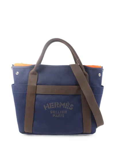 Pre-owned Hermes Grooming Bag Two-way Shoulder Bag In Blue
