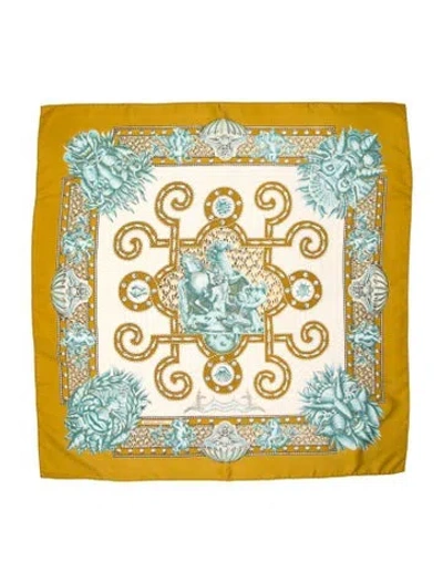 Pre-owned Hermes Grotte De Versailles Silk Scarf In Neutral