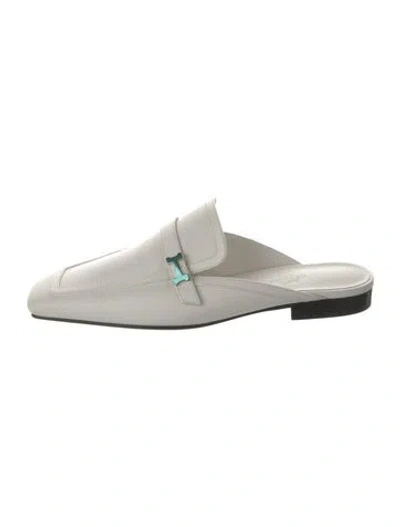 Pre-owned Hermes Groupie H Logo Mules In White