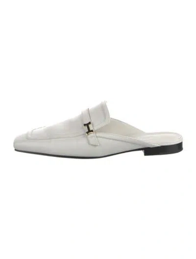 Pre-owned Hermes Groupie H Logo Mules In White