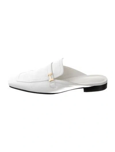 Pre-owned Hermes Groupie H Logo Mules In White