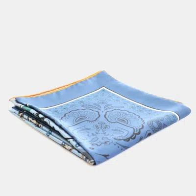Pre-owned Hermes Guepards Bandana Double Face Silk Scarf Size 90 In Blue