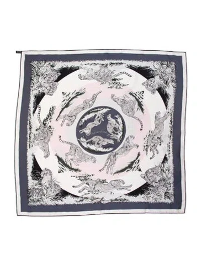 Pre-owned Hermes Guépards Silk Scarf In Neutral