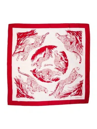 Pre-owned Hermes Guépards Silk Scarf In Neutral