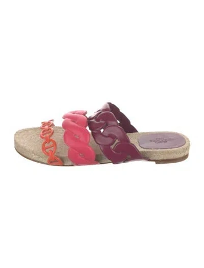 Pre-owned Hermes Gwen Chaîne D'ancre Insignia Espadrilles In Purple