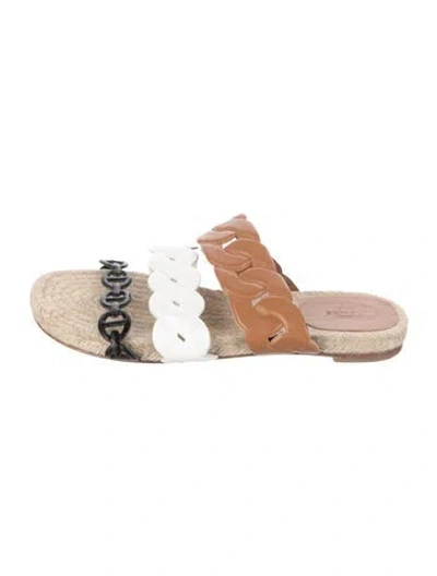 Pre-owned Hermes Gwen Chaîne D'ancre Insignia Slides In Neutrals