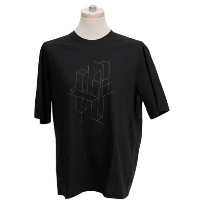 Pre-owned Hermes Hermès "h 3d" Embroidery Cotton T-shirt In Black