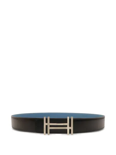 Pre-owned Hermes H Au Carre Belt In Black