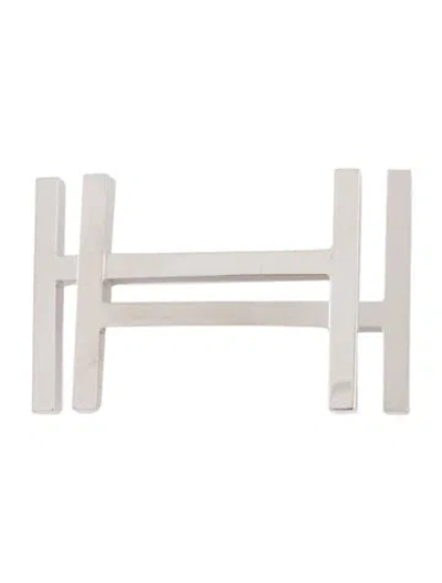 Pre-owned Hermes H Au Carré Buckle In Silver