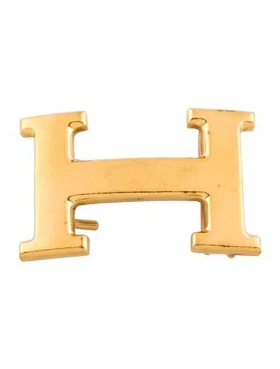 Pre-owned Hermes H Belt Buckle In Gold