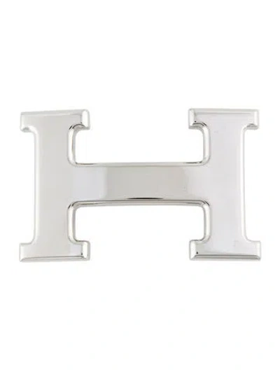 Pre-owned Hermes H Belt Buckle In Silver