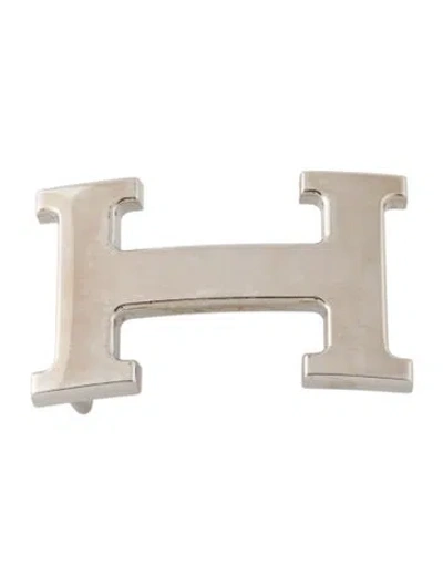 Pre-owned Hermes H Belt Buckle In Silver