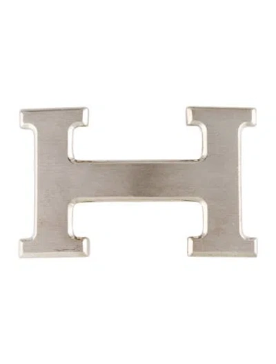 Pre-owned Hermes H Belt Buckle In Silver