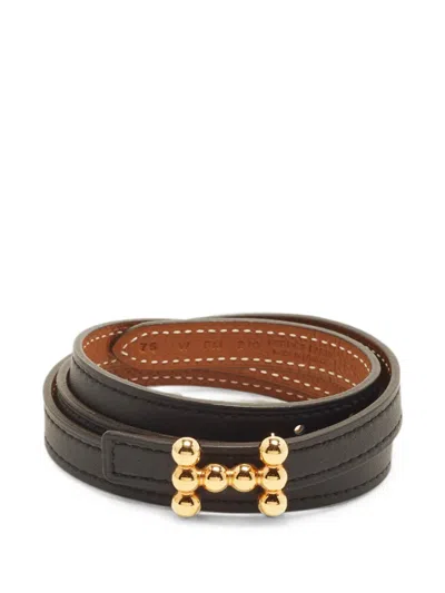 Pre-owned Hermes H Bubble Reversible Belt In Brown