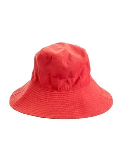 Pre-owned Hermes H Bucket Hat In Red