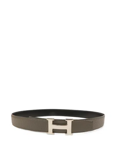 Pre-owned Hermes H Buckle Reversible Belt In Brown