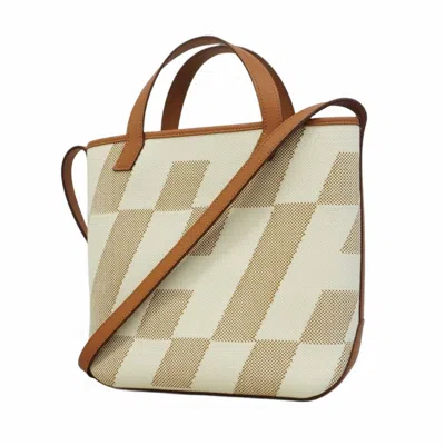Pre-owned Hermes H Canvas Tote Bag () In White