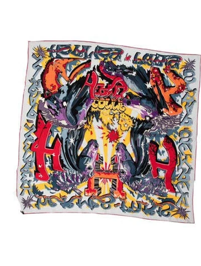 Pre-owned Hermes H Comme Silk Scarf In Blue