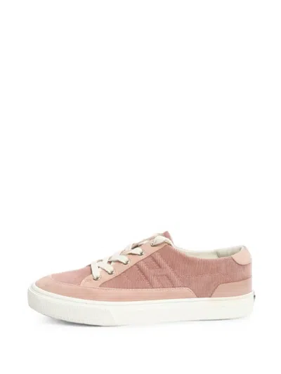 Pre-owned Hermes H Corduroy Sneakers In Pink
